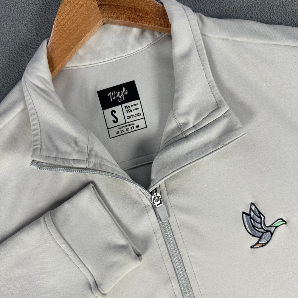 Waggle Quarter Zip Mens Small‎ Ivrory Beige Decoy Mallard Performance Golf
